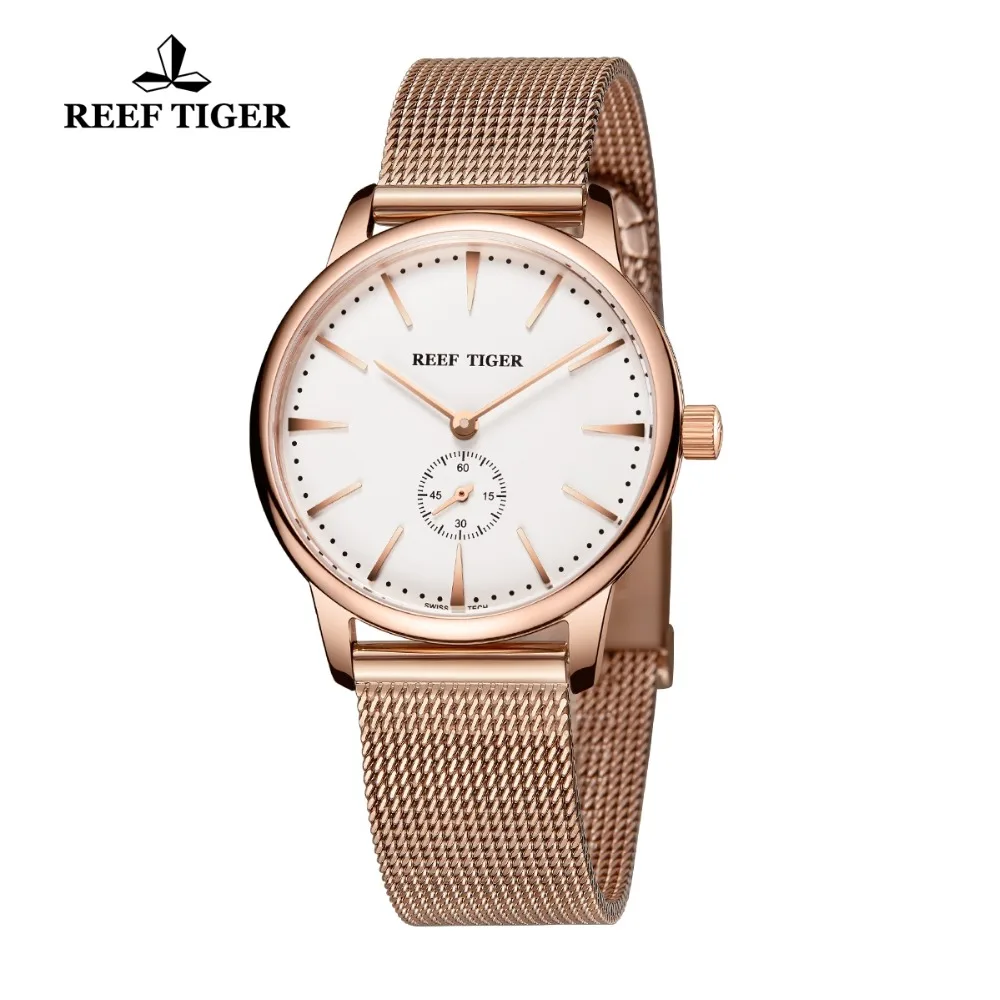Мужские часы Reef Tiger/RT повседневные аналоговые кварцевые розового золота RGA820|watch