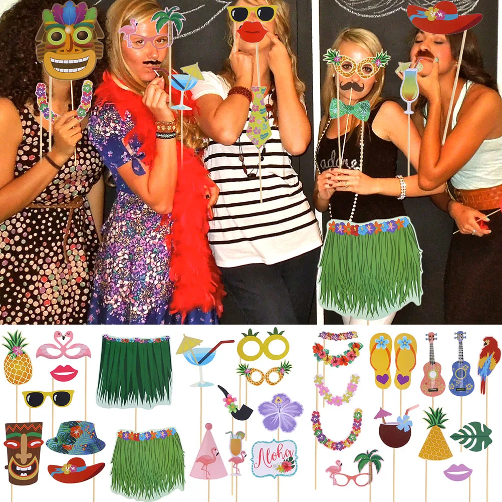 37 шт. Гавайская Вечеринка Сувениры фото реквизит Забавный селфи фотобудка