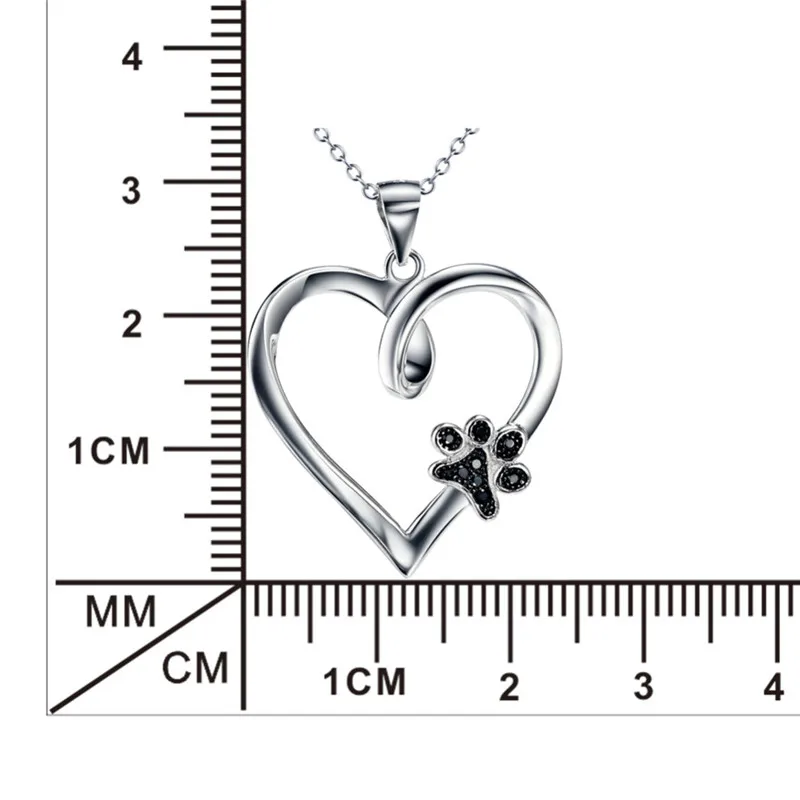 

BESTLYBUY Silver Dog Paw Necklace Girl Chain 925 Sterling Silver Love Heart Necklaces & Pendants For Women Fashion Jewelry 2018
