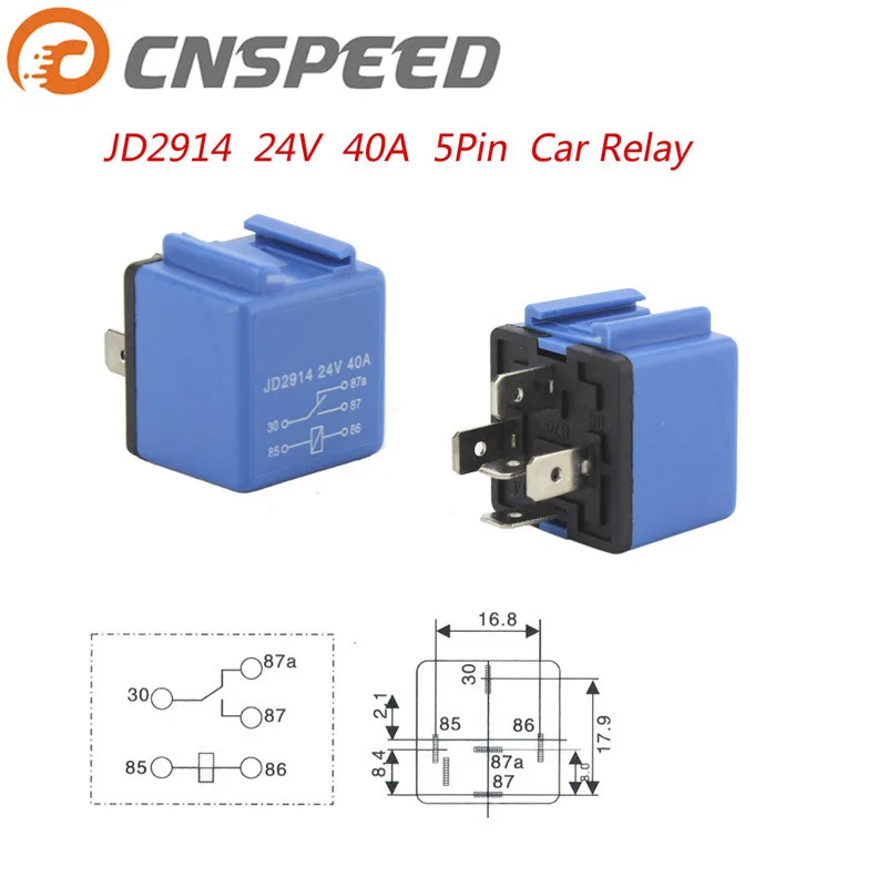 CNSPEED автомобильное реле постоянного тока 24 В 40А 5 Pin синий автомобильный силовой