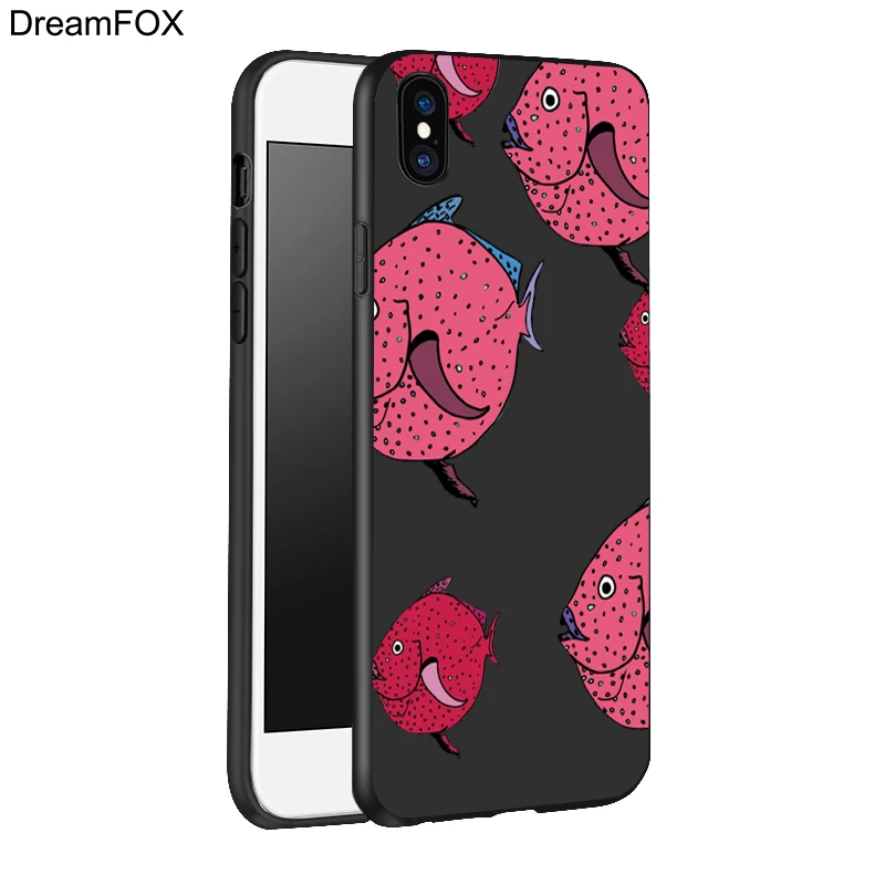 DREAMFOX K294 рыба черный мягкий силиконовый чехол из ТПУ для Apple iPhone XR XS Max X 8 7 6 S плюс 5 5S