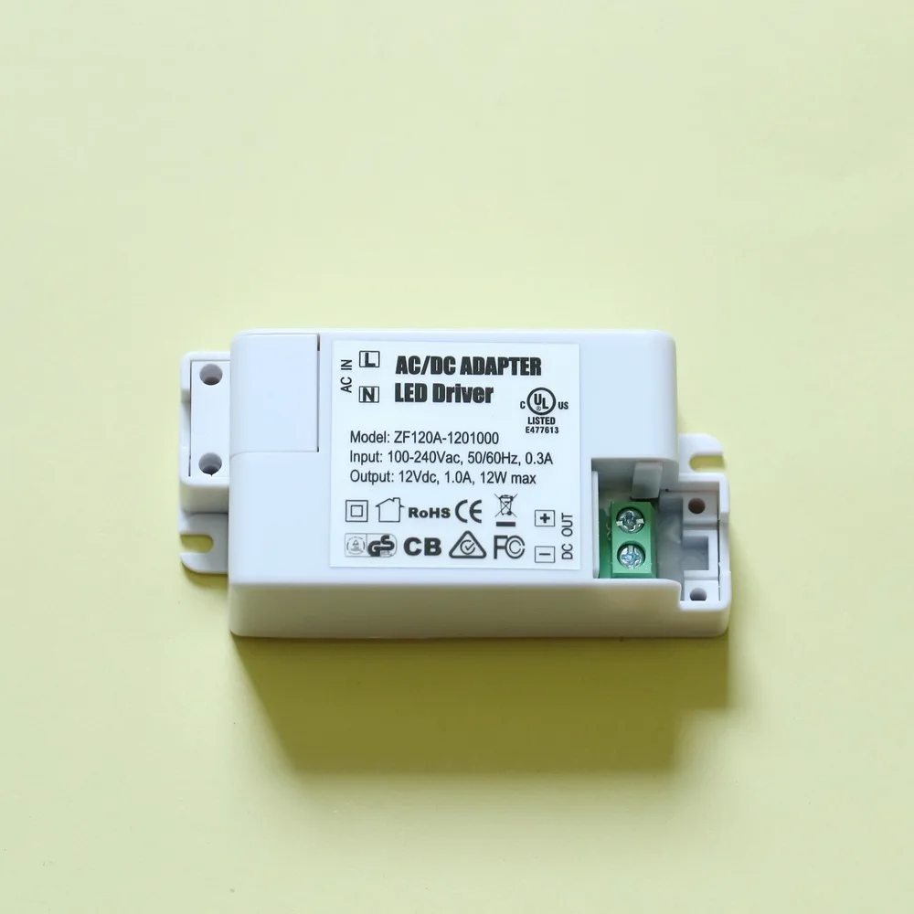 50 шт./лот постоянное напряжение DC12V 1A 12 Вт Светодиодный драйвер для внутренних