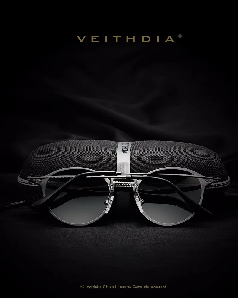 Солнцезащитные очки унисекс VEITHDIA, круглые дизайнерские очки с поляризационными зеркальными стеклами, для мужчин и женщин, модель 6358