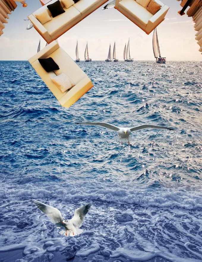 Самоклеящиеся 3D-обои HD sea морская роспись 3D стереоскопические напольные фрески