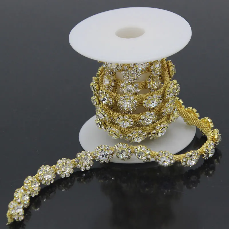 5 ярдов стразы с кристаллами серебряного цвета стеклянная тесьма Двойная Цепочка