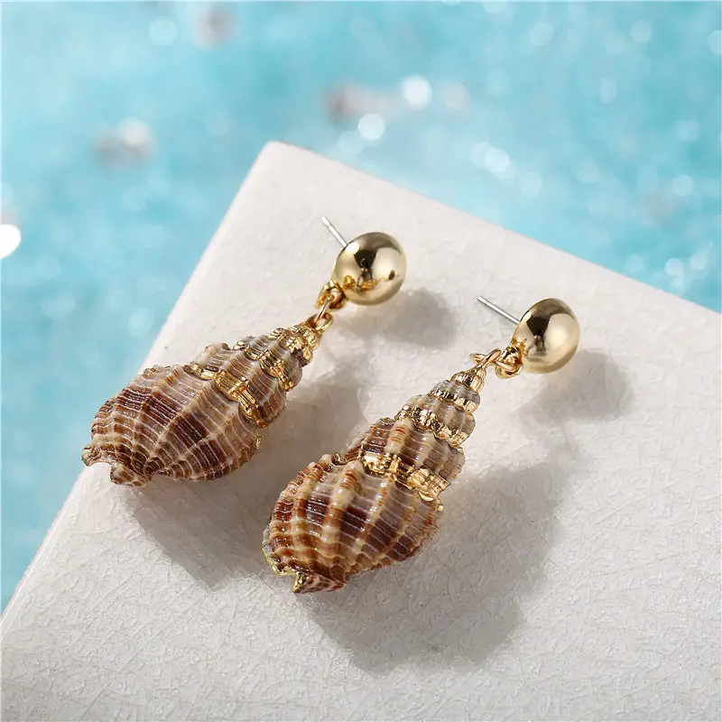 FDY2063 IF ME Fashion ZA, большие золотые серьги Каури из натуральной морской раковины для женщин, летние серьги в виде раковины, висячие серьги, ювелирное изделие, Новинка - Окраска металла: FDY2063