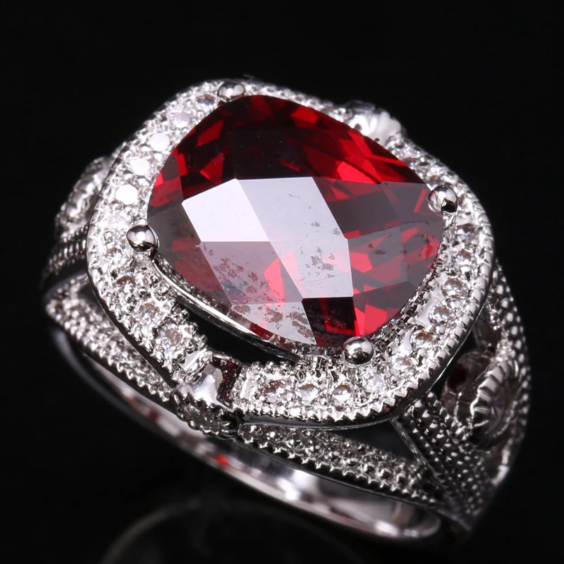 

Блистательный Oxblood красный гранат стерлингового серебра 925 Для женщин Модные украшения Высокое качество США # Solitaire Кольца Размеры 6 7 8 9 S1642