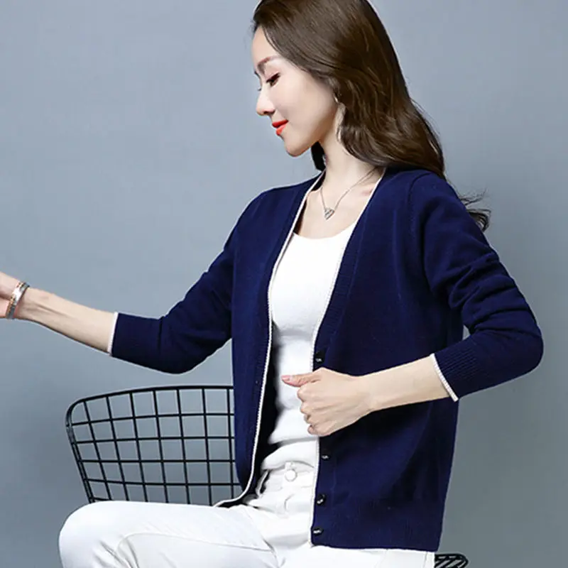 Vangull Autumn Knit Sweater Women 2020 New Spring Harajuku Slim Warm Cardigan College Casual Long Sleeve Winter Coat |