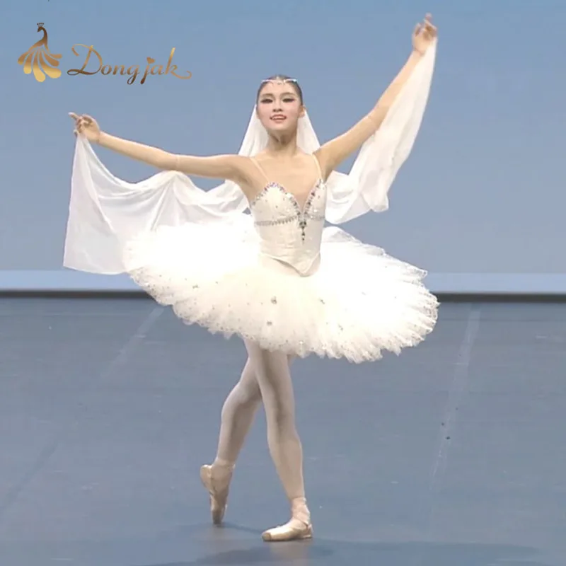 Adult  Professional Gymnastics Wear Ballet Skirt Tutu White Swan Lake Show Clothing Dance Dress for Girls T-08