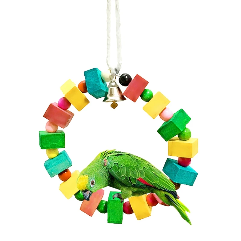 

Parrots Toys Bird Swing Exercise Climbing Hanging Ladder Bridge Wooden Rainbow Pet Parrot Macaw Hammock Bird Toy With Bells