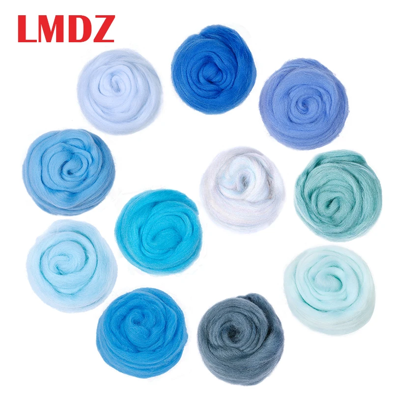 

LMDZ 1pcs 50g Blue Needle Felting Wool Natural Collection Soft Wool Fiber For Animal Sewing Projects Doll Needlework Felting