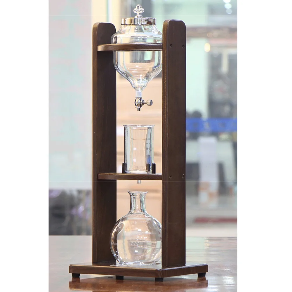 1250 мл капельная, для воды и льда сифон Кофе Maker холодной Brew/капельного термостойкие Стекло фильтр деревянные эспрессо Кофе машина для бариста