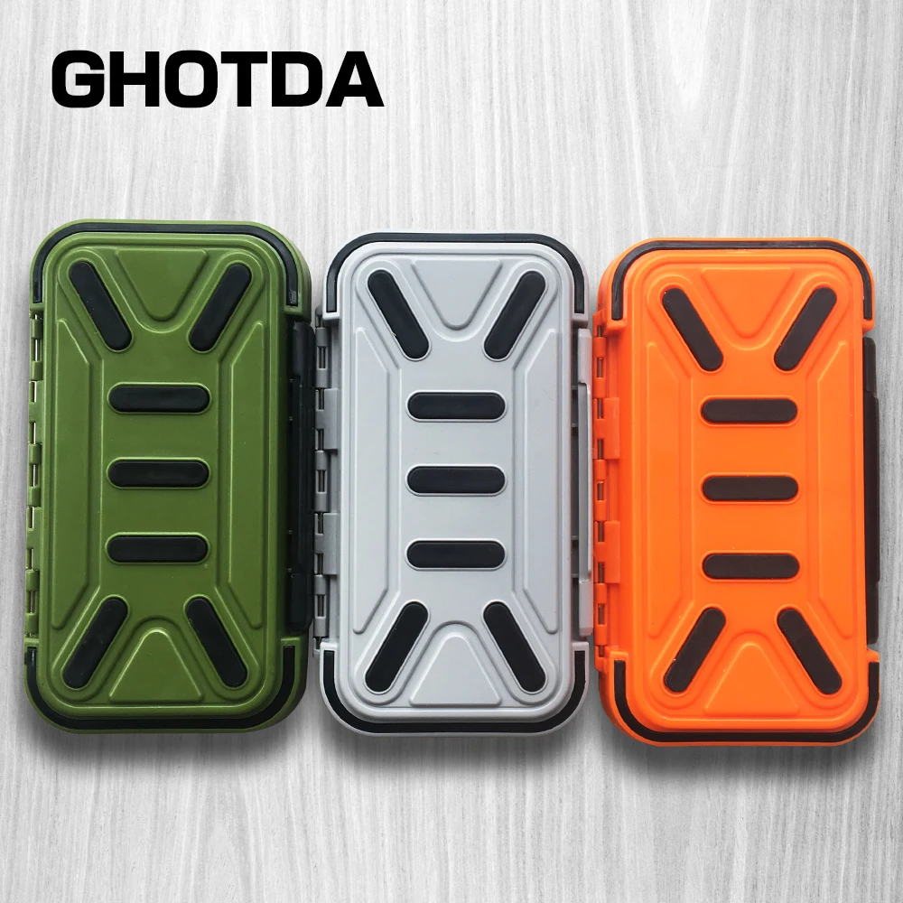 

GHOTDA Plastic Fishing Tackle Box Square Double Lay Fish Hook Lures Storage Case Mini Carp Fishing Tackle Boxes Accessories