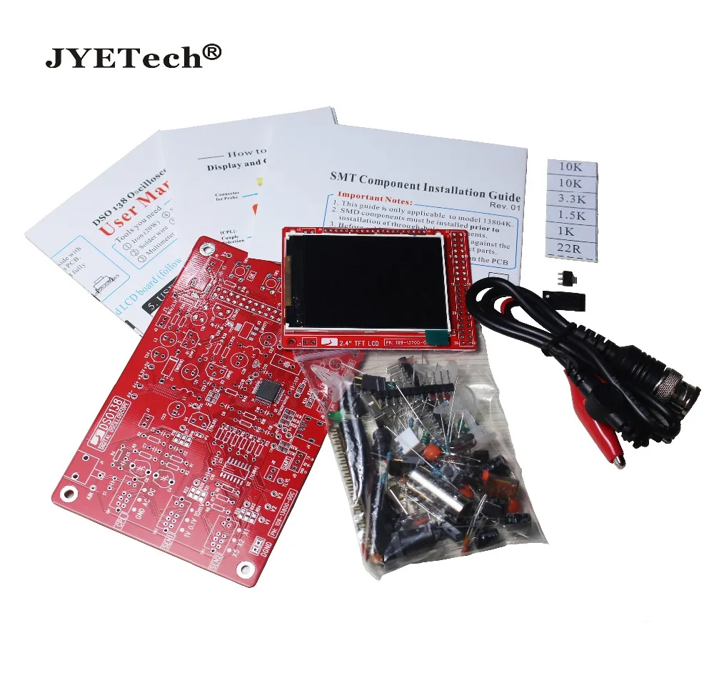 JYETech подлинный DSO138 2,4 TFT карманный осциллограф DIY kit SMD части не Паяные электронные DIY обучающий Комплект 200 кГц