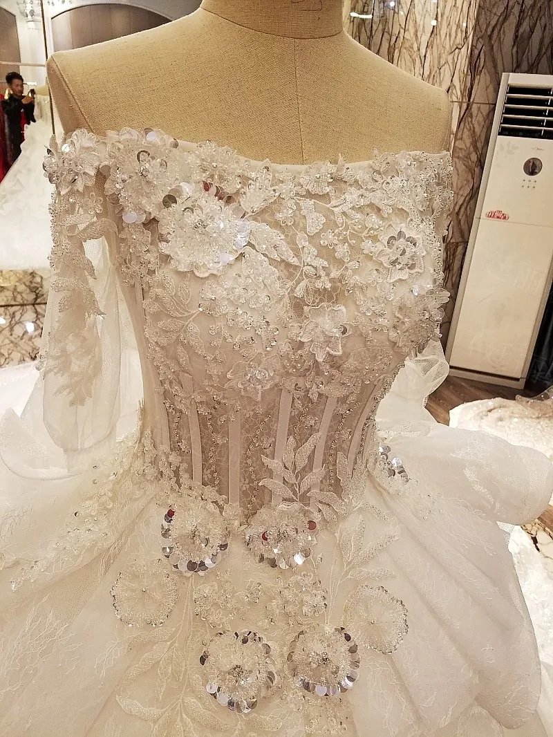 2017 Robe De Mariage Роскошные свадебные платья без бретелек с открытыми плечами и