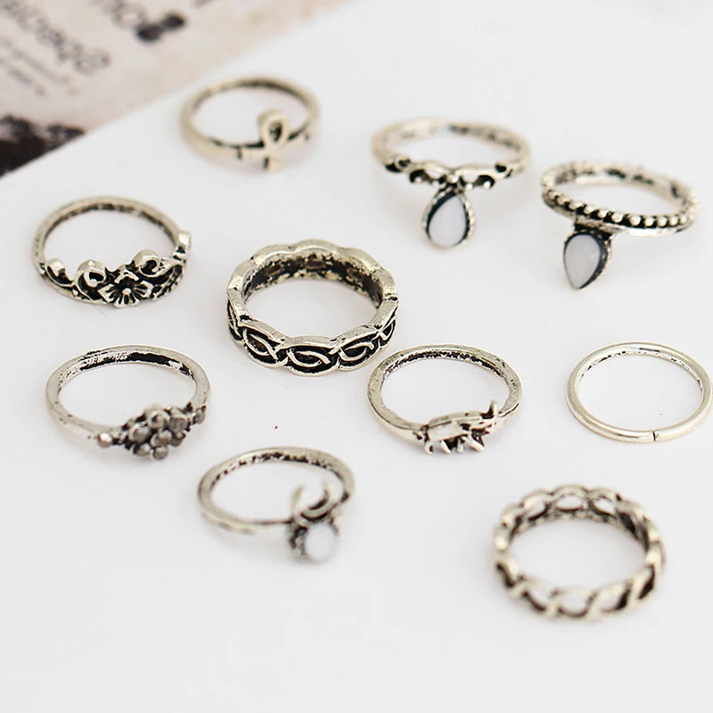 10 шт. панк винтажные женские кольца для суставов палец Племенной этнический
