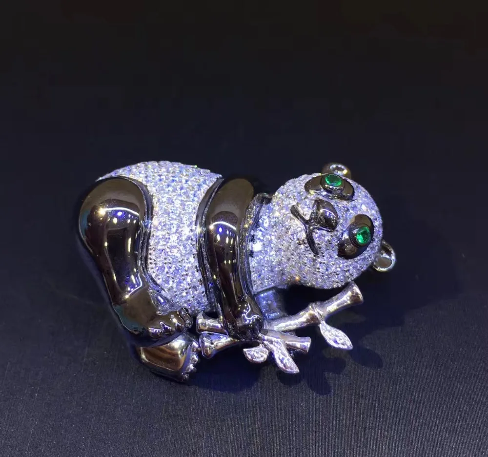 Милая унисекс брошь с пандой из стерлингового серебра 925 пробы кубическим