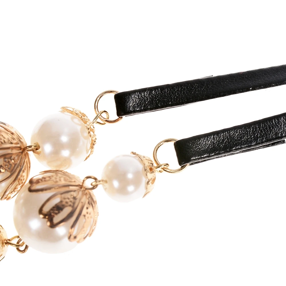 Fashion Women Simulated Pearl Bohemian Chokers Necklace Black Rope Long Chain Maxi Statement Necklaces For Wedding Jewelry | Украшения и