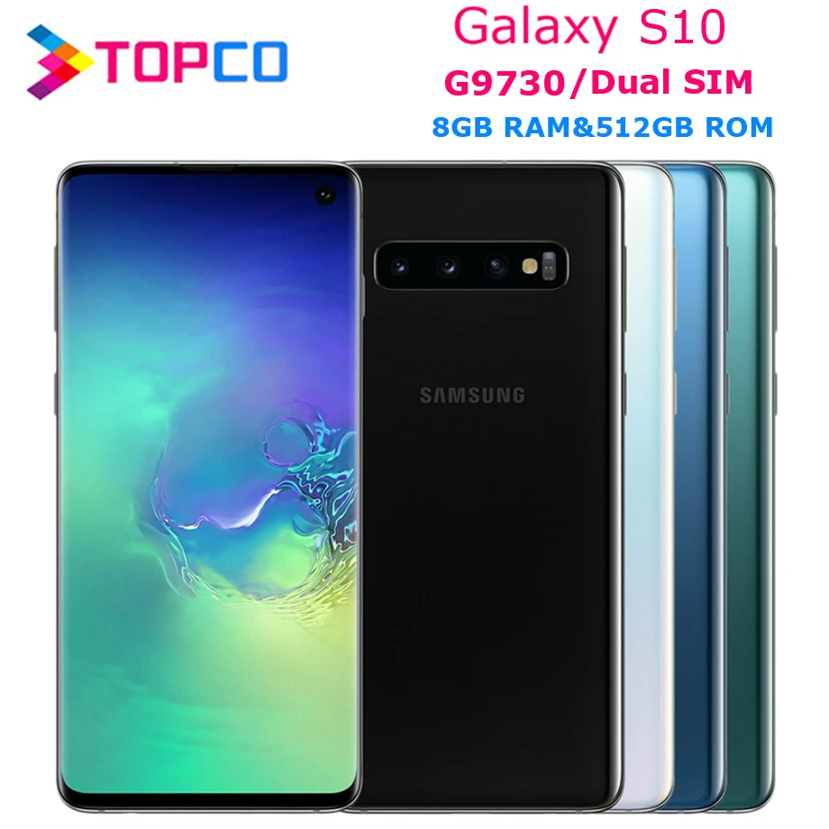 Samsung Galaxy S10 G9730 Dual Sim разблокированный мобильный телефон Snapdragon 855 Восьмиядерный 6," 16 МП и 12 Мп 8 Гб ram 512 ГБ rom NFC