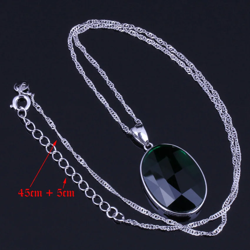 Уникальный овальный зеленый фианит 925 стерлингового серебра ювелирные наборы