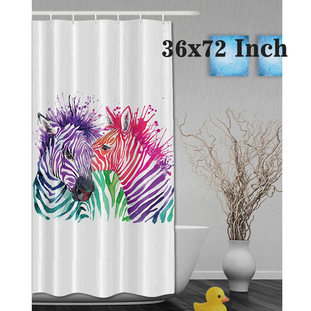 Занавеска для душа в ванной с животными акварельные Zebras занавески пар из