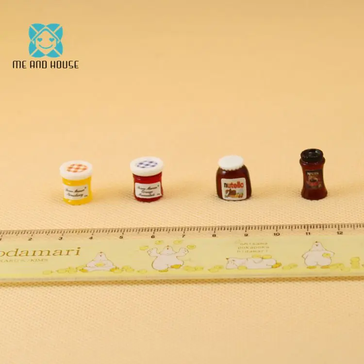 1:12 Кукольный домик Миниатюрные кухонные аксессуары кофейные варенья напитки 4