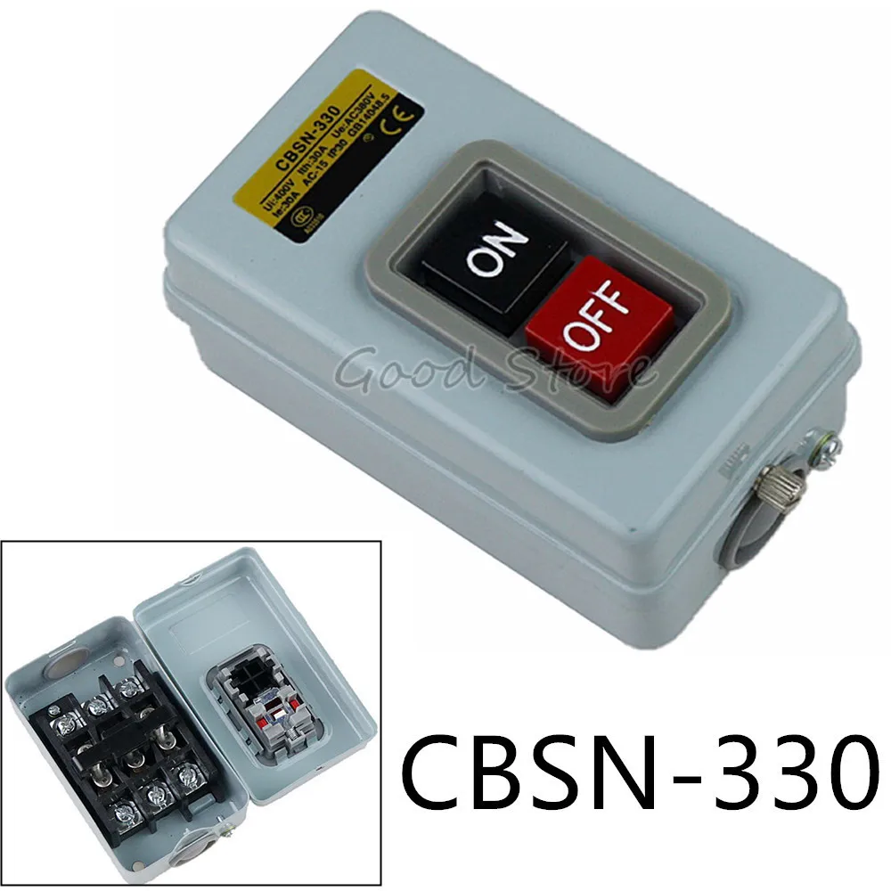 

1PCS CBSN-330 ON/OFF 2 Positions 3P Self-Locking AC 380V 30A 3.7KW Pushbutton Switch