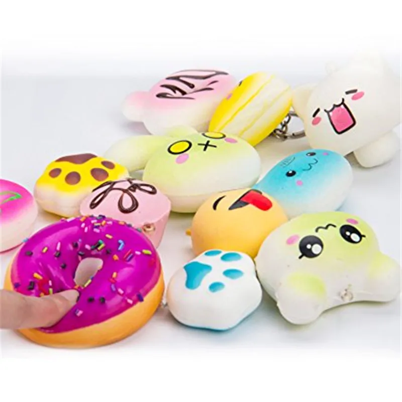 Случайным образом, 50 шт в наборе, Squishies крем Ароматические медленно поднимающийся Kawaii моделирование чудесными игрушками Jumbo средний мини мягкие Squishies, чехол для телефона с ремешком