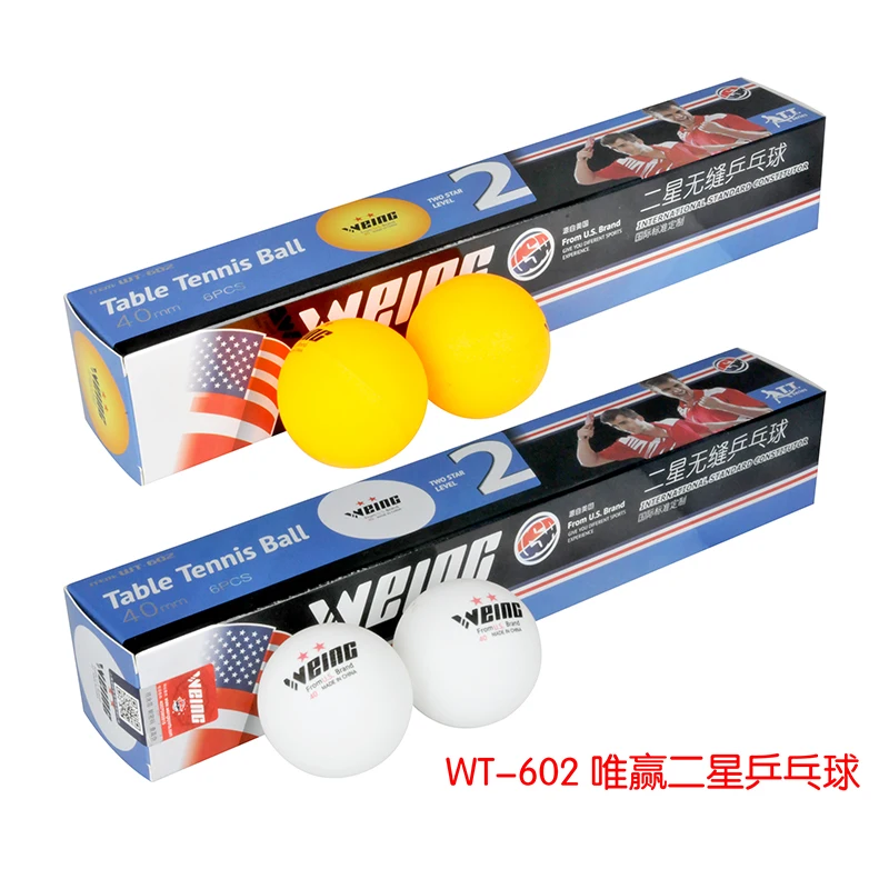 Quality 1 Box 6 WEING WT602 40mm Two-Star Seamless Table Tennis Orange Yellow White Professional Fitness Training | Спорт и