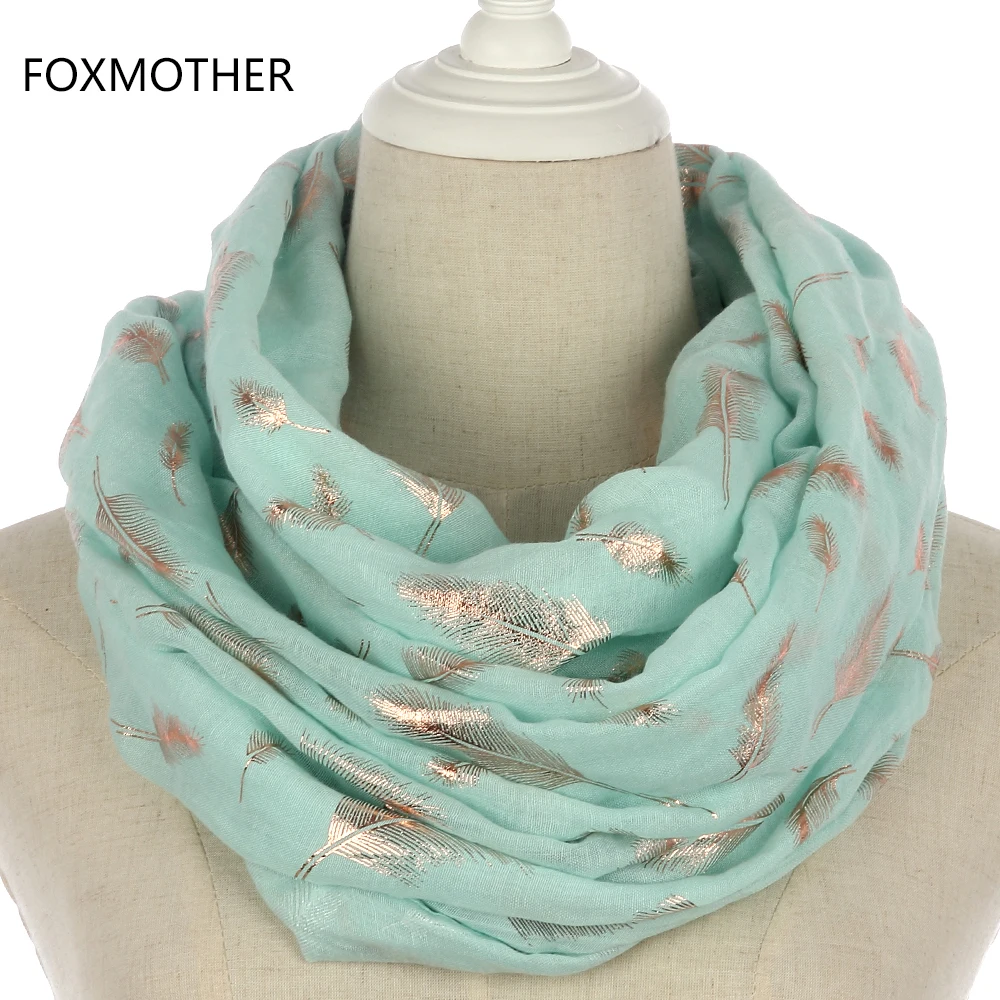 Новинка 2019 Модный женский хиджаб FOXMOTHER шарф с золотыми перьями из фольги шаль для