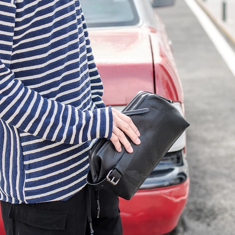 BAQI Men Handbags Genuine Leather Men Clutch Wallets Cow Leather 2018 Fashion Men Casual Bag Designer Ipad Phone Bag Card Holder