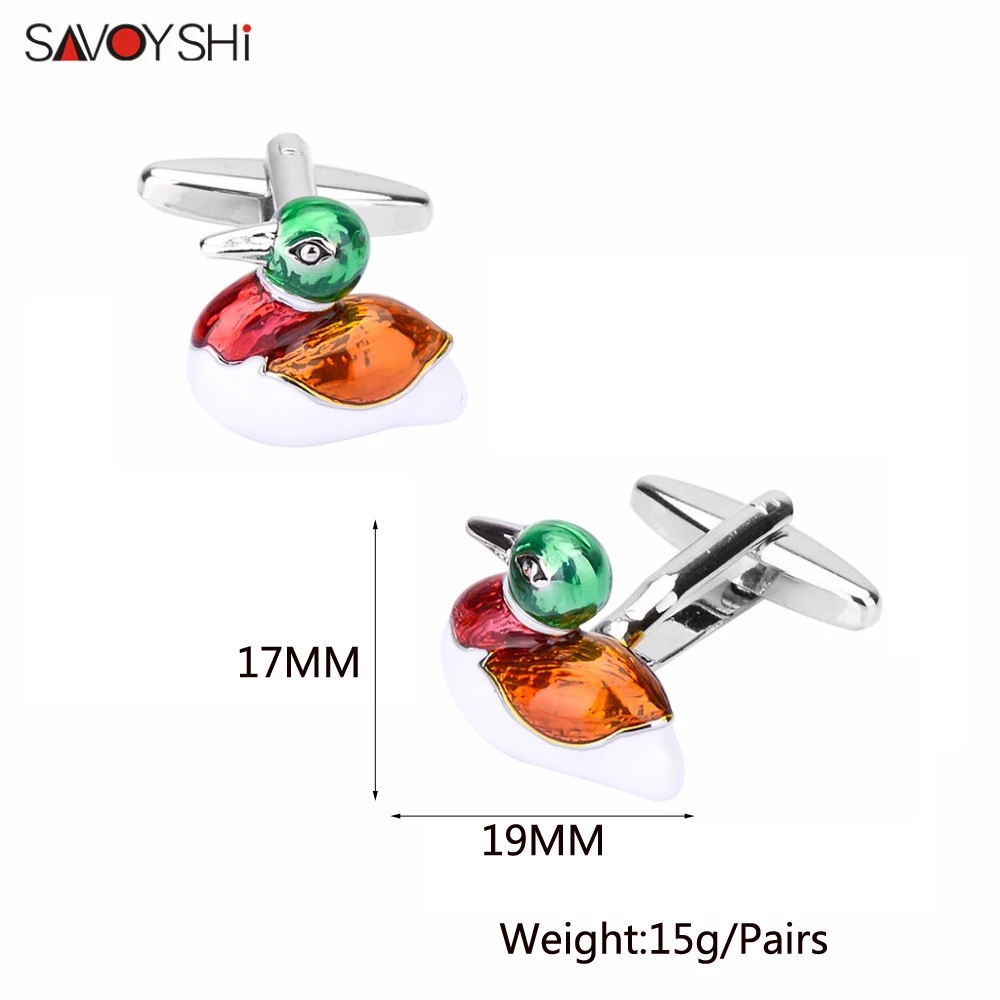 SAVOYSHI Mandarin Duck Love Cufflinks for Men High Quality Shirt Cuffs Enamel Cuff links DIY Wedding Grooms Gift Male Jewelry|Зажимы для