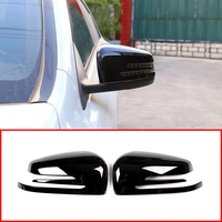 2 x glossy black abs chrome side door rearview mirror cap cover trim for mercedes benz a cla gla glk class w176 w117 x156 x204