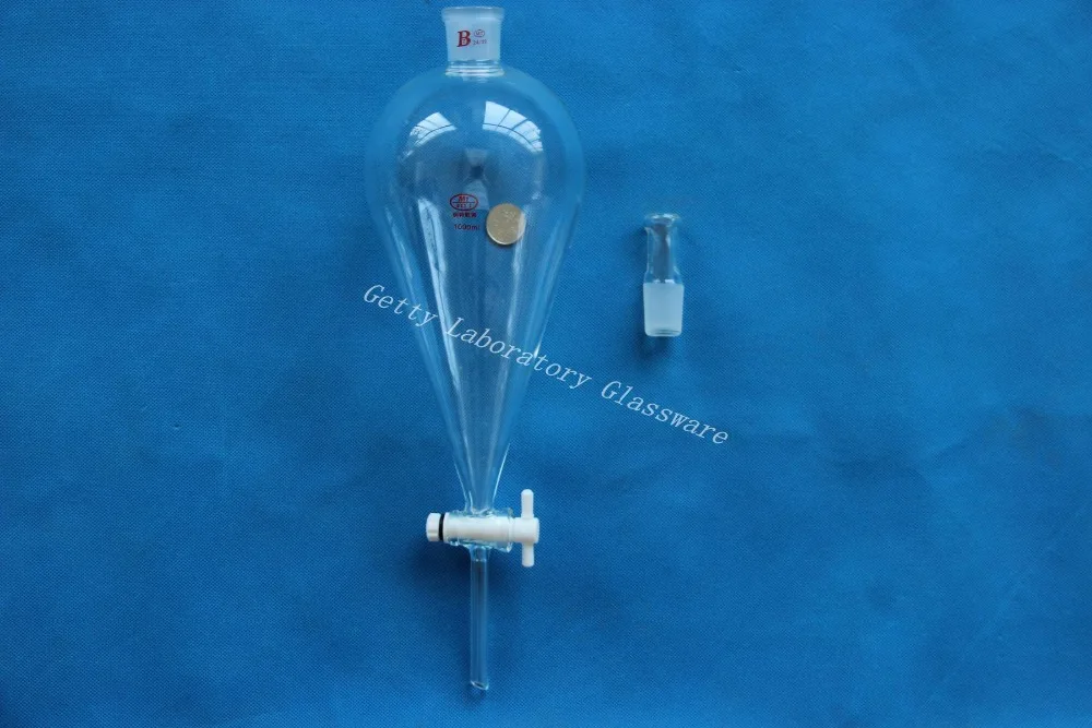 1000 мл пириформа разделительная воронка с PTFE стопкоком 24/29 сустав капельная