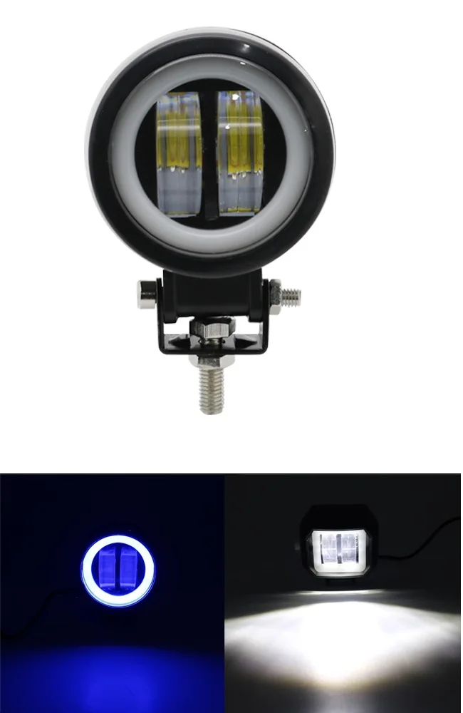 Round Blue--1 piece Waterproof Round LED Angel Eyes Light Led work light Bar for Motorcycle Jeep ATV spot light Round with Red/White/Blue colors - Цвет: Round Blue--1 piece