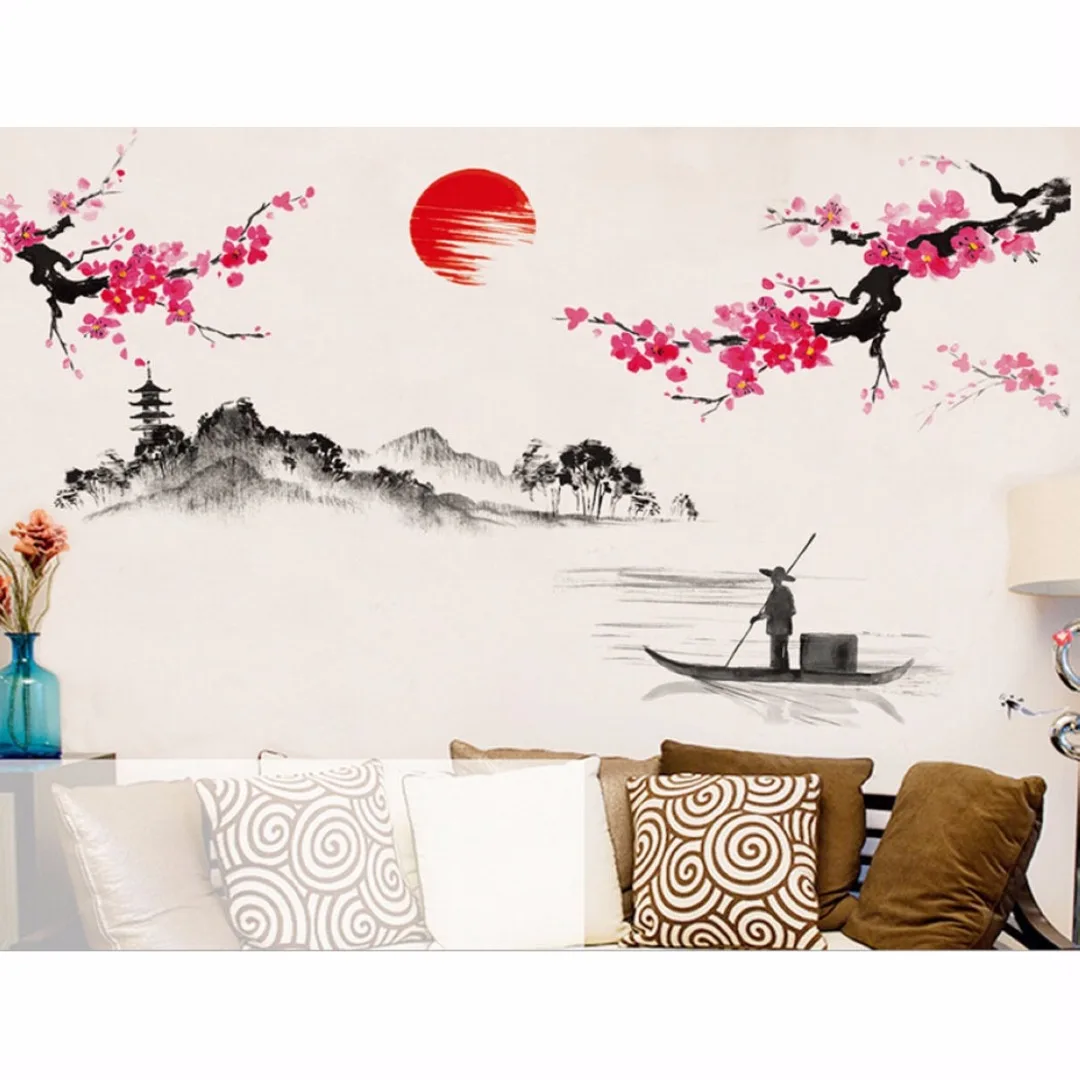 

Chinese Style Wall Stickers Floral Vinyl Home Art Room Removable Decor Mural Newest