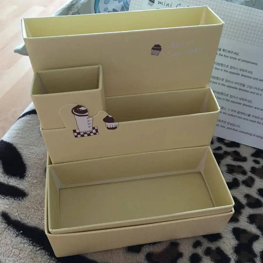 DIY бумажные коробки для хранения складной органайзер стола мультяшная бумага