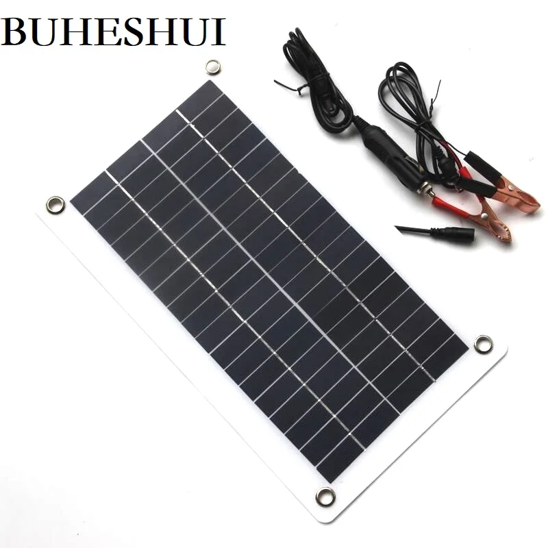 BUHESHUI Semi-flexible 10W 18V 12V Portable Solar Panel Charger with DC 5521 Cable For 12V Car Boat Motor Battery Charger
