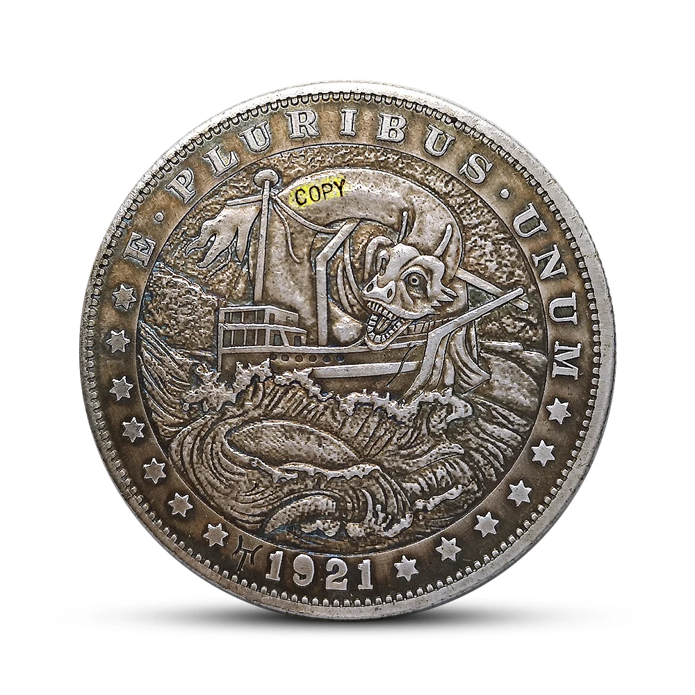 

США волна морской Монстр 1921 монета искусственная свобода фотосеребряная КОПИЯ монета