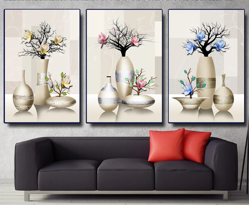 3 шт. декоративная картина из магнолии без рамки|decorative painting|canvas paintingpainting for living room |