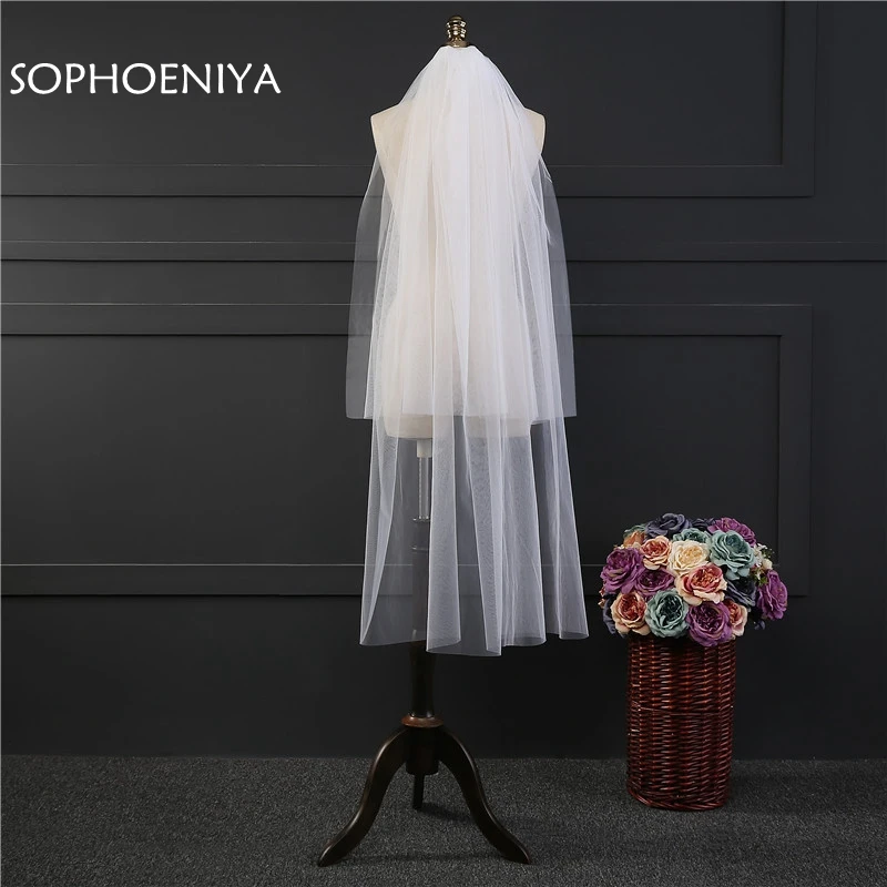 

New Arrival Wedding veil 2021 Two Layer Cut Edge Bridal veil Cheap wedding accessories Sexy veu de noiva voile de mariee