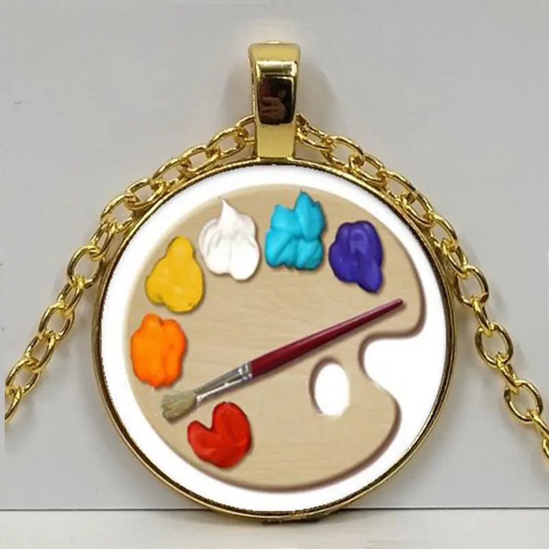 1 шт. цветная палитра кабошон с фото стекло тибетская Серебряная цепочка подвеска