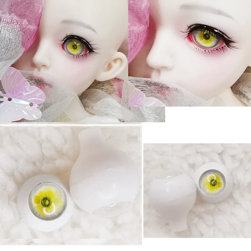 Bjd eye brinquedo 16 мм 18 14 принт bjd желтый цвет кукольный глаз для BJD куклы игрушки sd