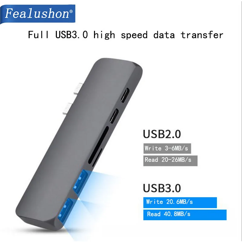 Док-станция Fealushon с разъемом типа C, HDMI, USB, концентратор питания для ноутбука Macbook Pro, hp, DELL, lenovo, samsung, док-станция