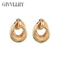 free shipping multilayere round stud earring gift jewelry vintage elegant geometric circles stud earrings for women