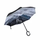 Зонт с двойным слоем волк, открытыйзакрытый в узком пространстве, креативный Графический ветрозащитный зонт для автомобиля, перевернутый зонт