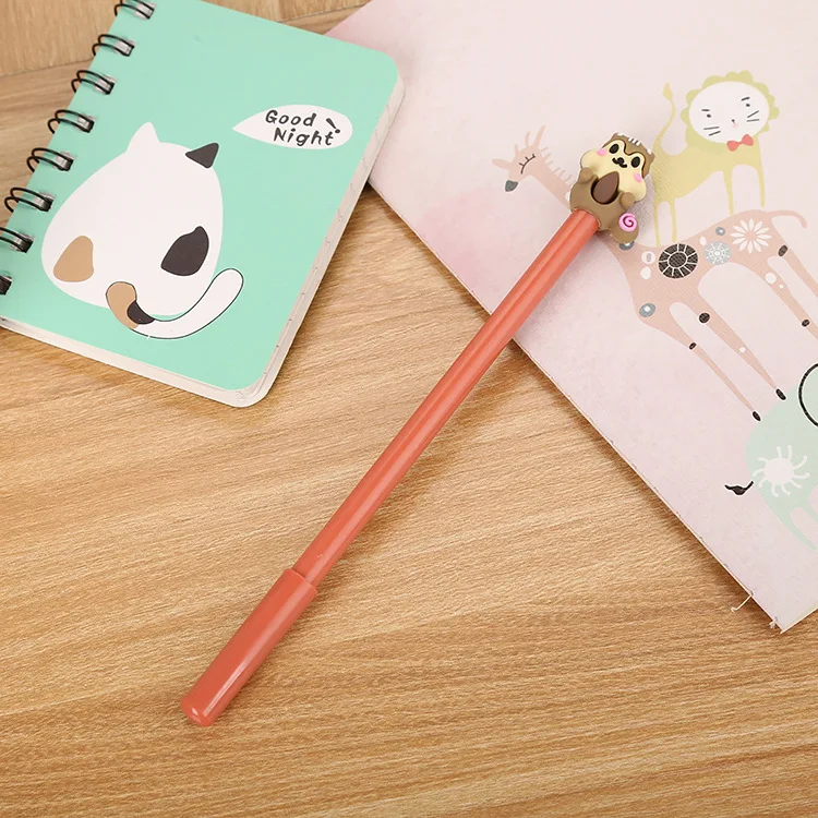 Kawaii Cartoon Animals Gel Pens 0.5mm Cute Squirrel student lucky Neutral pen For School Writing Novelty Stationery Gifts | Канцтовары