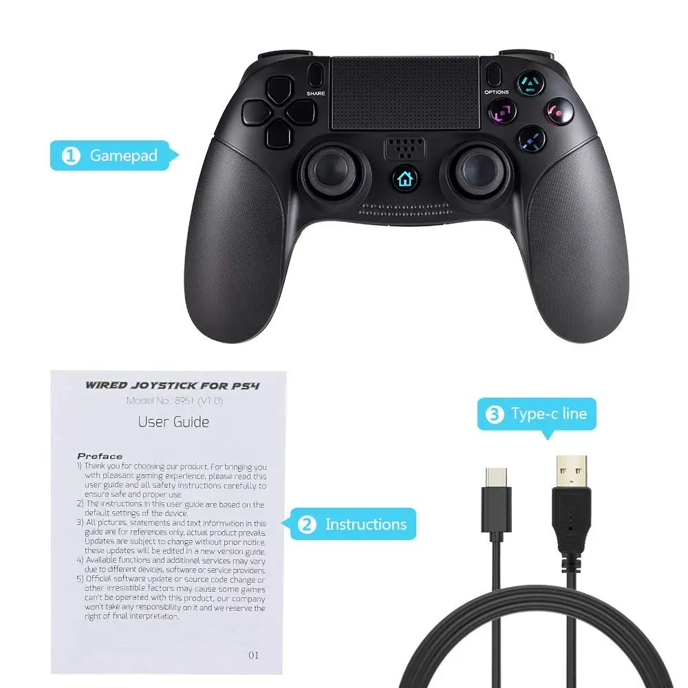 Cleswe Беспроводной контроллер для PS4 Wetoph GD25 Bluetooth Dualshock геймпад Совместимо с PS3/PS4/PC |