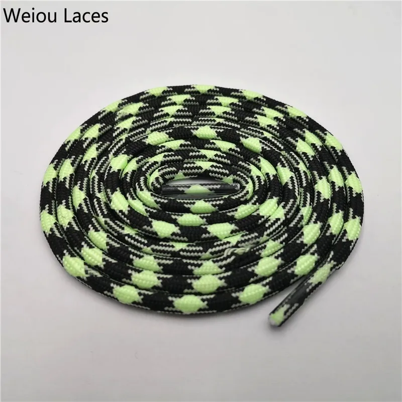 1357Black Glow Green Weiou/спортивная обувь для мужчин и женщин; круглый носок; светится в темноте; шнурки; два цвета; смешанные флуоресцентные светящиеся шнурки для кроссовок; парусиновая обувь - Цвет: 1357Black Glow Green