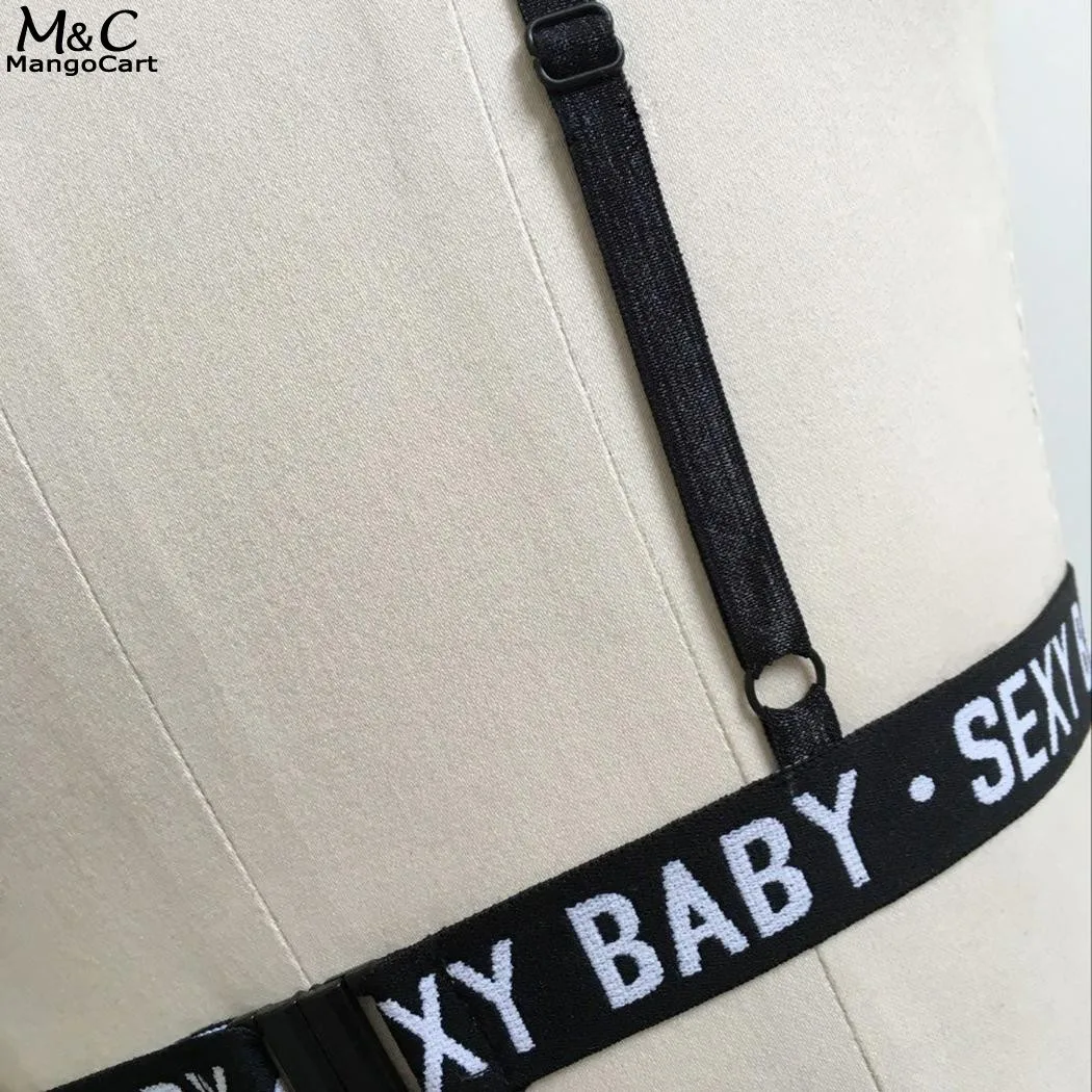 Sexy Bra Women Bralette 2018 Elastic Strap Patchwork Letters Print Crop Tops Bras for 4 Colors |